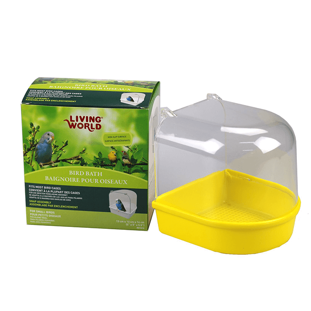 Baignoire Living World en plastique transparent pour oiseaux