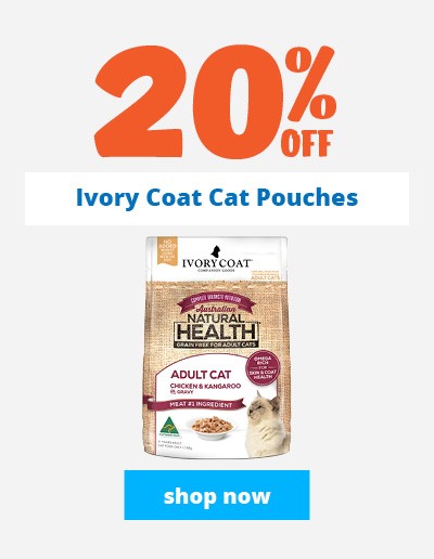 20% Off ivory Coat cat food pouches
