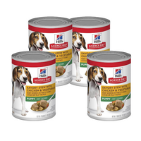 Hills Dog Can Savoury Stew Chicken & Vegetables Puppy 363g x4 Pack