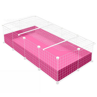 C&C Guinea Pig Cage 2x4 with Lid Kit Pink & White