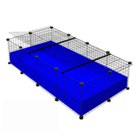 C&C Guinea Pig Cage 2x4 with Lid Kit Black & Blue