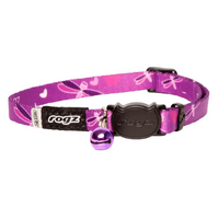 Rogz Kiddycat Safeloc Cat Collar Purple Dragonfly Extra Small