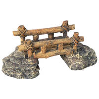 Wooden Bridge on Rock Aquarium Ornament